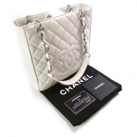 Caviar Petit Shopping Tote PST White