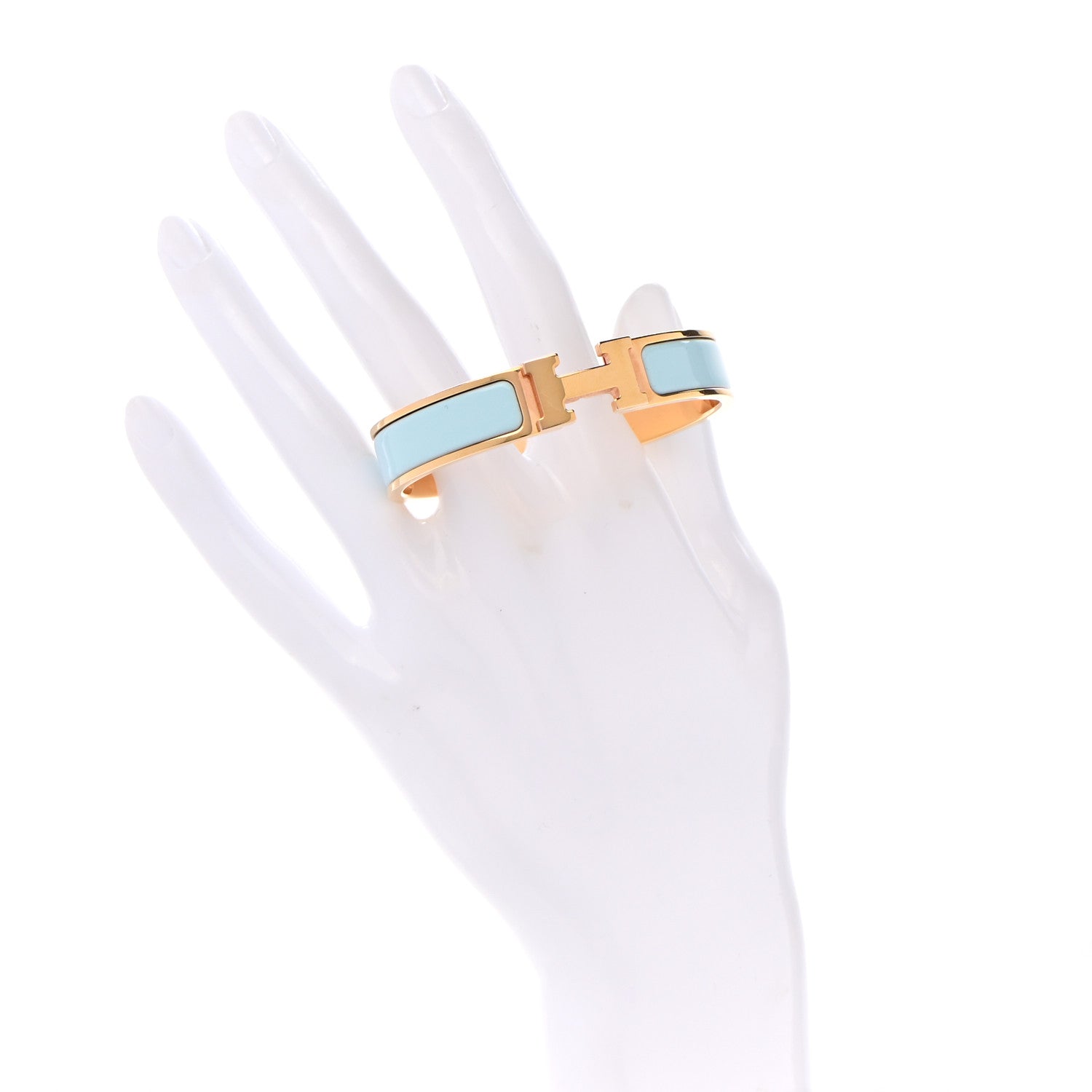 Hermes Enamel Narrow Clic Clac H Bracelet PM Bleu Glacier 2 of 6