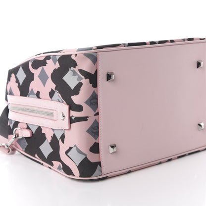 MCM Nylon Camo Top Handle Satchel Pink Blush 6 of 9
