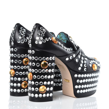 Gucci Malaga Kid Crystal Amilna Platform Loafer 36.5 Black 4 of 11