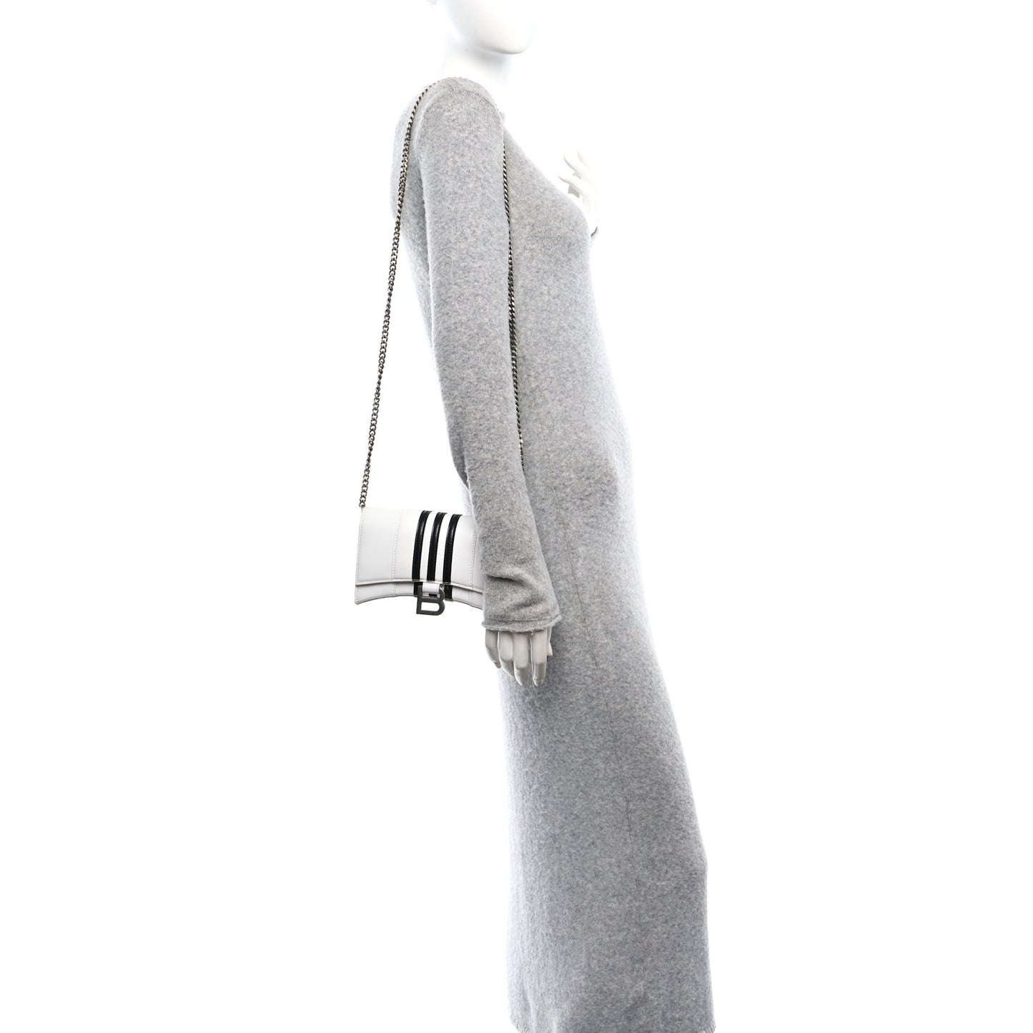 X ADIDAS Box Calfskin Hourglass Chain Bag White