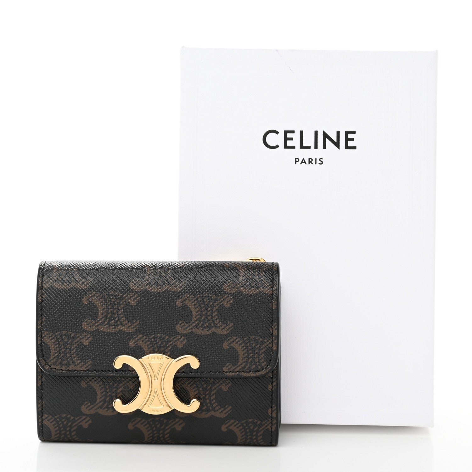 Celine Canvas Triomphe Compact Wallet Tan 8 of 8