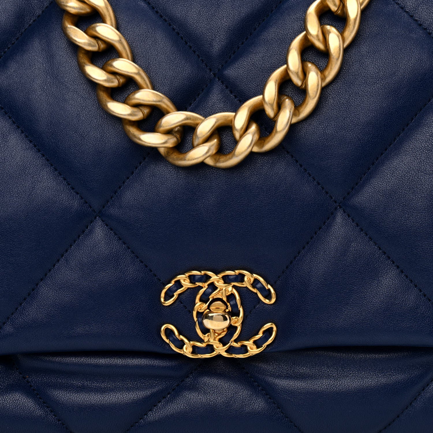 Chanel Goatskin Quilted Maxi Chanel 19 Flap Blue 8 of 10