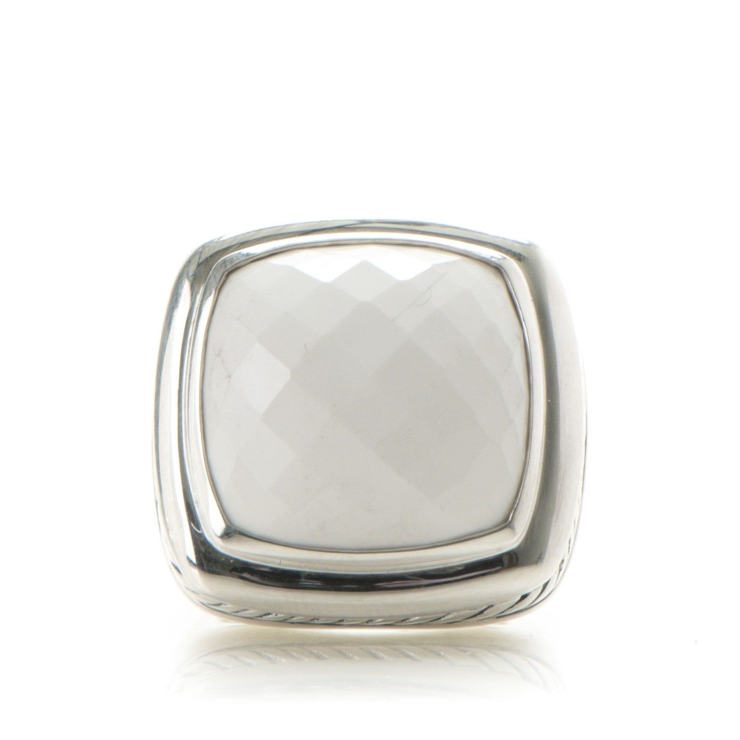 David Yurman Sterling Silver White Agate 20mm Albion Statement Ring 52 6 1 of 4
