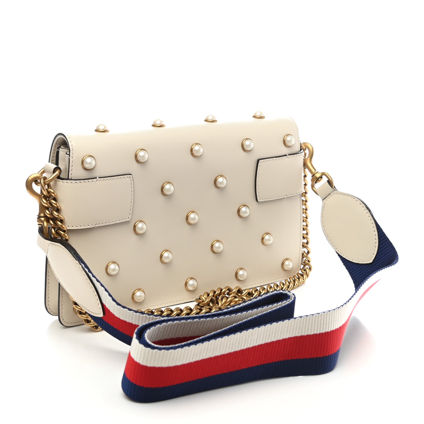 Nappa Pearl Studded Mini Queen Margaret Broadway Shoulder Bag Mystic White