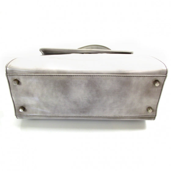 Leather Jacquard Logo Framed Handbag Grey