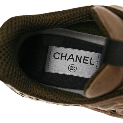 Chanel Suede Calfskin Embroidered CC Sneakers 36 Ecru Light Gray 9 of 12