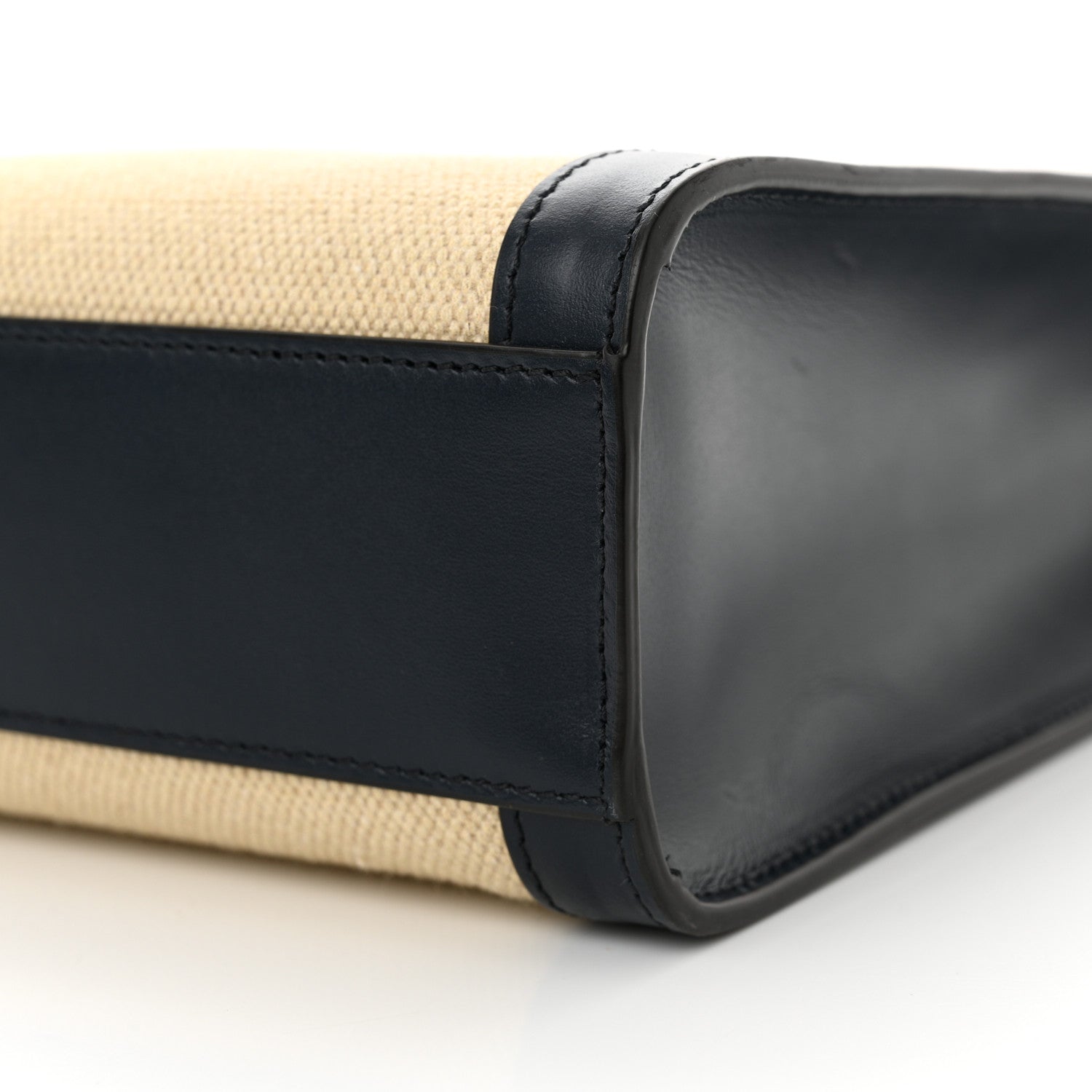 Celine Canvas Calfskin Logo Print Small Vertical Cabas Natural Navy 10 of 11