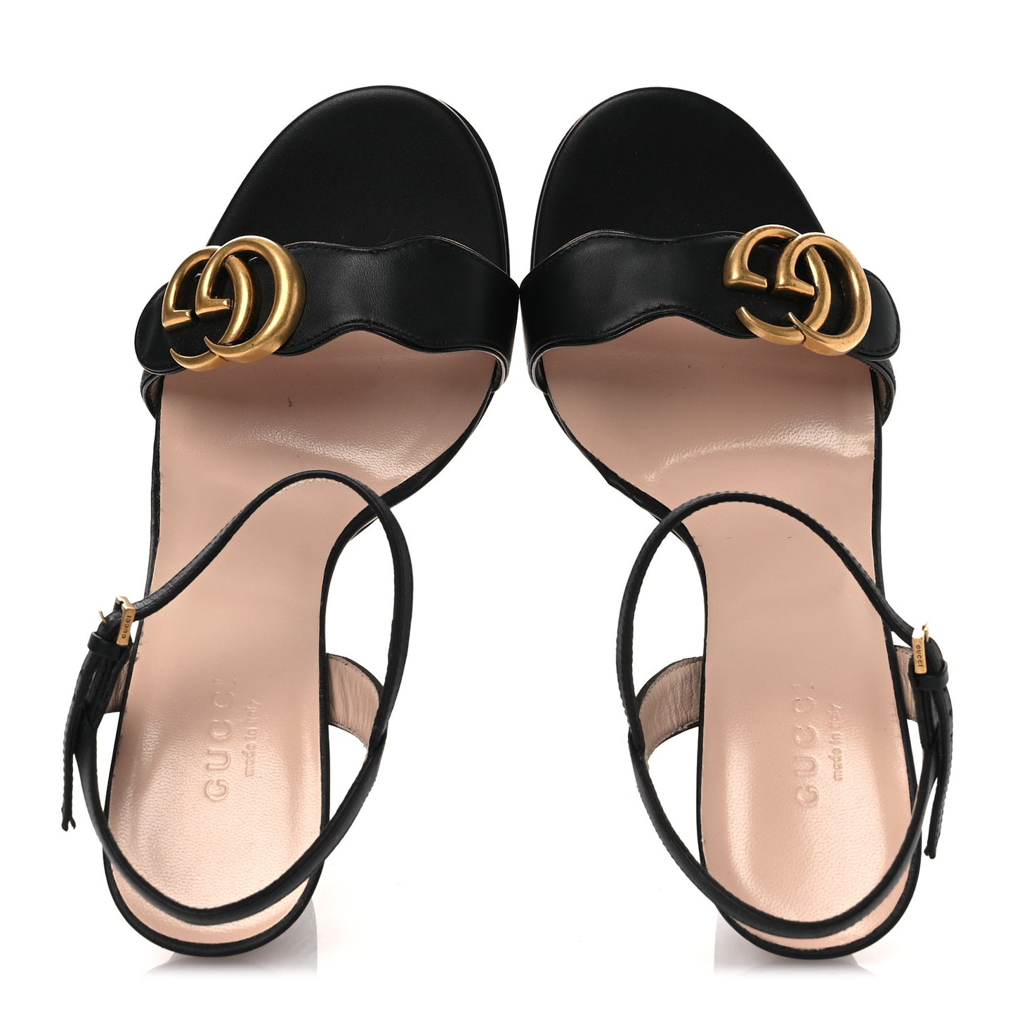 Lifford Calfskin GG Marmont Ankle Wrap 105mm Sandals 36.5 Black