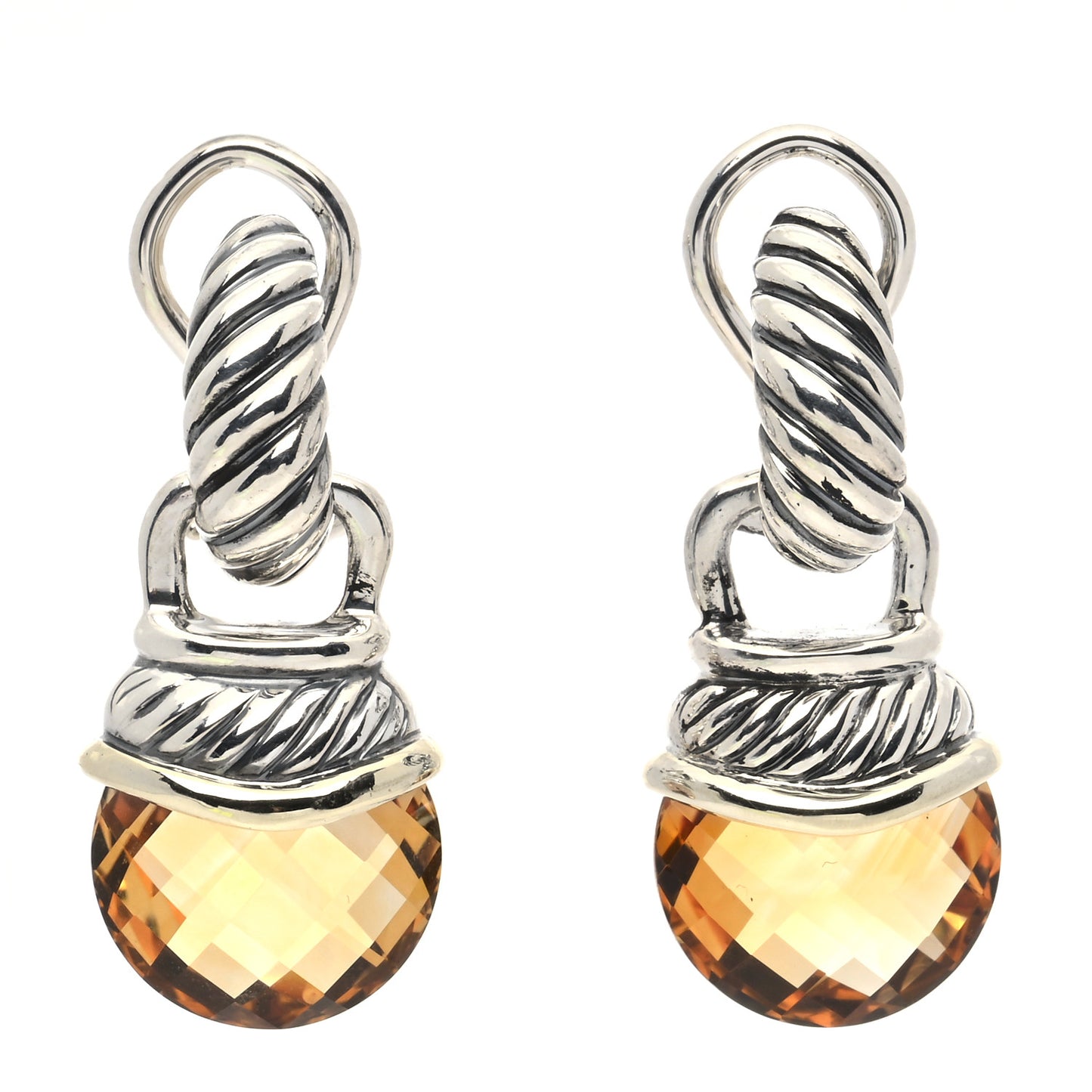 Sterling Silver 14K Yellow Gold Citrine Acorn Earrings