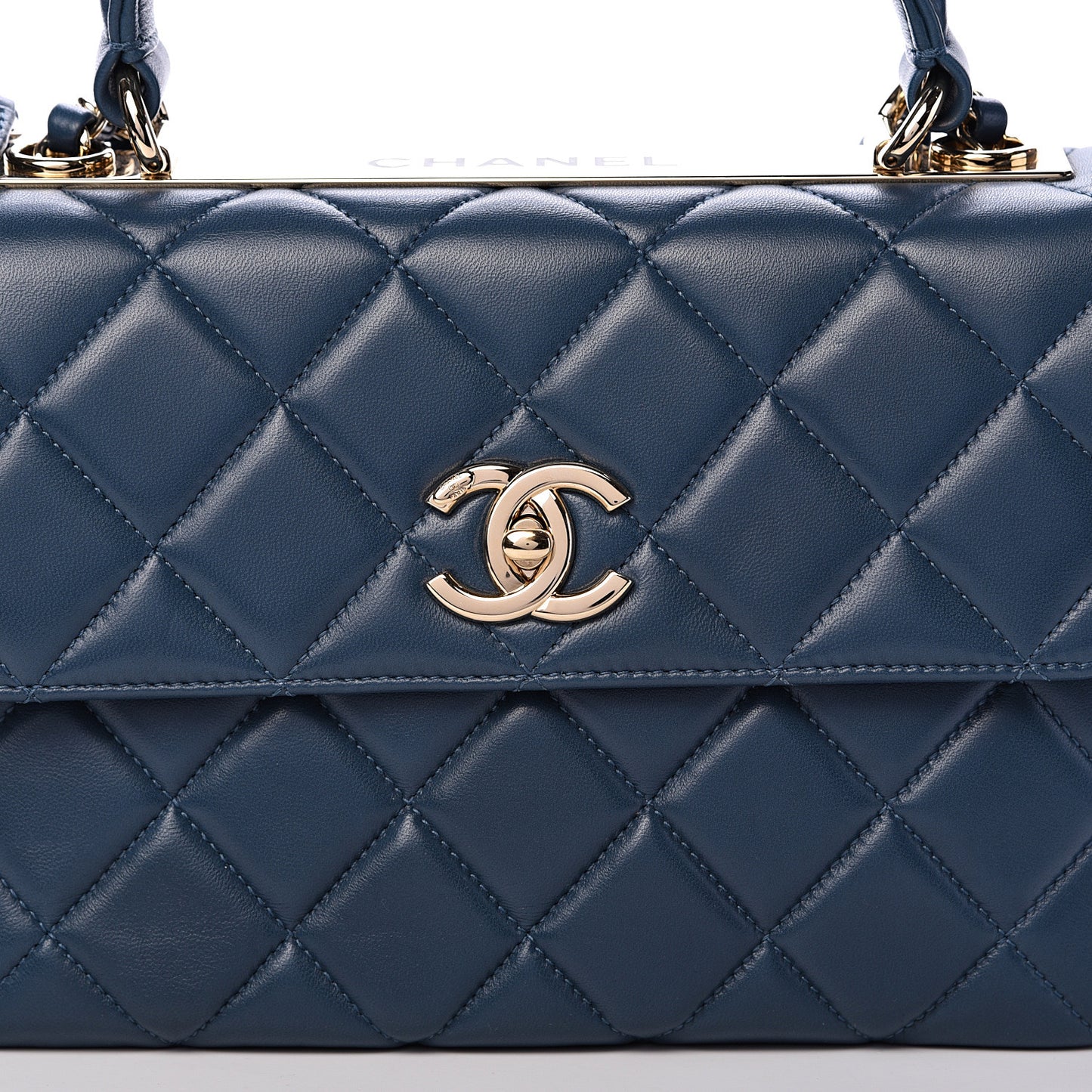 Lambskin Quilted Small Trendy CC Flap Dual Handle Bag Blue