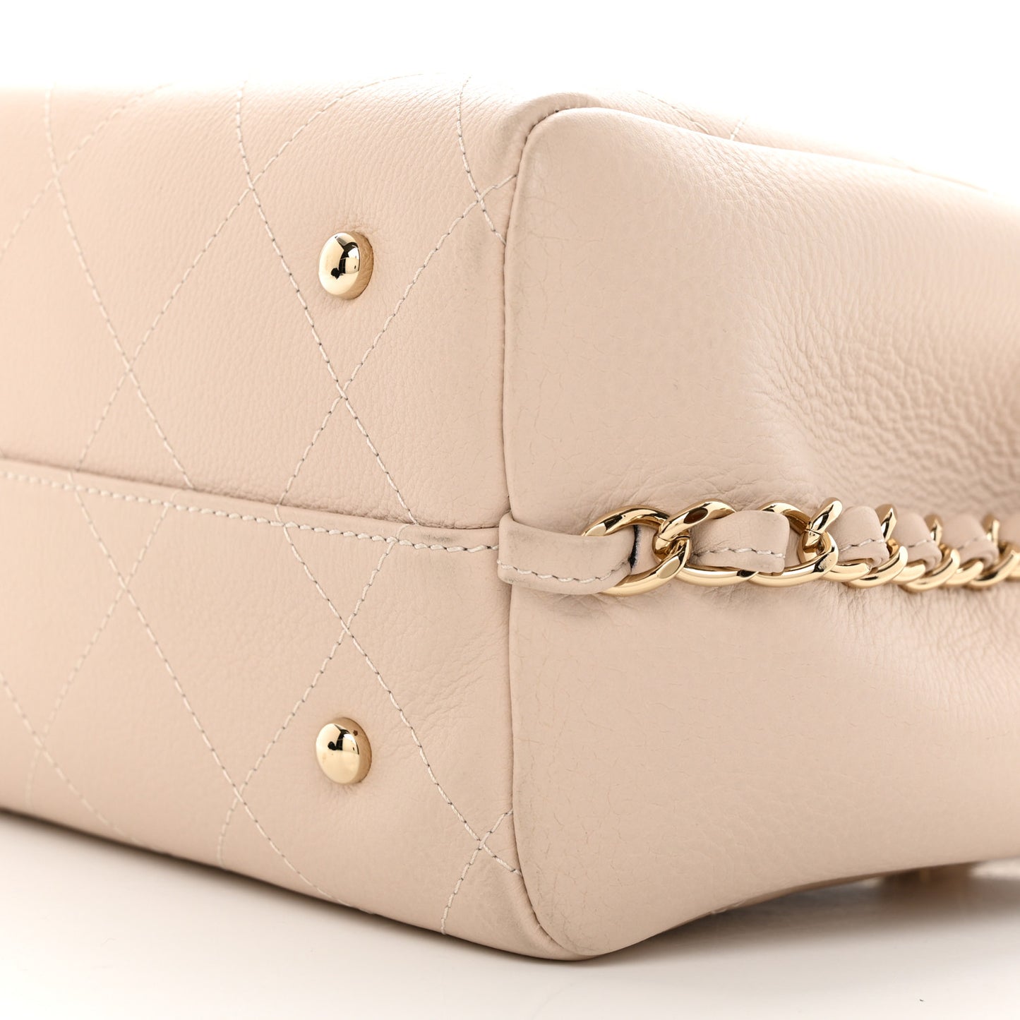 Bullskin Stitched Small Shopping Bag Beige