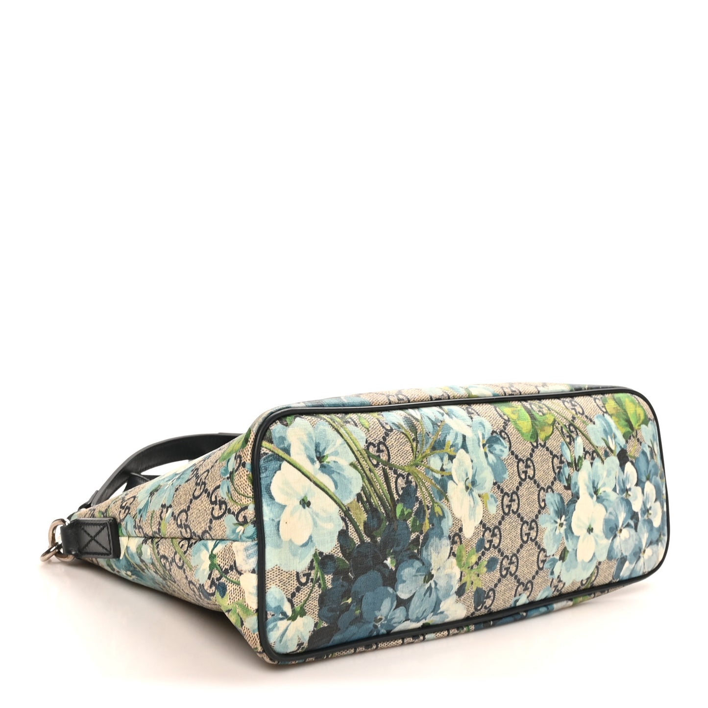 GG Supreme Monogram Blooms Small Zippered Tote Blue