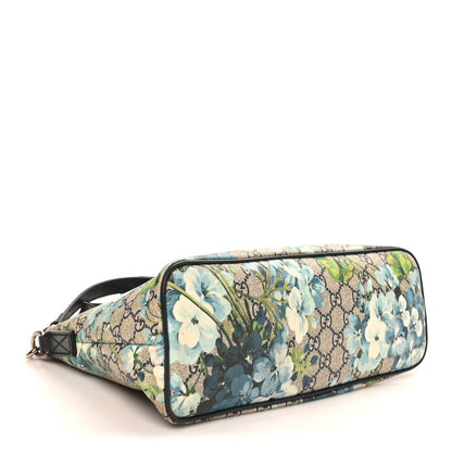 Gucci GG Supreme Monogram Blooms Small Zippered Tote Blue 4 of 10