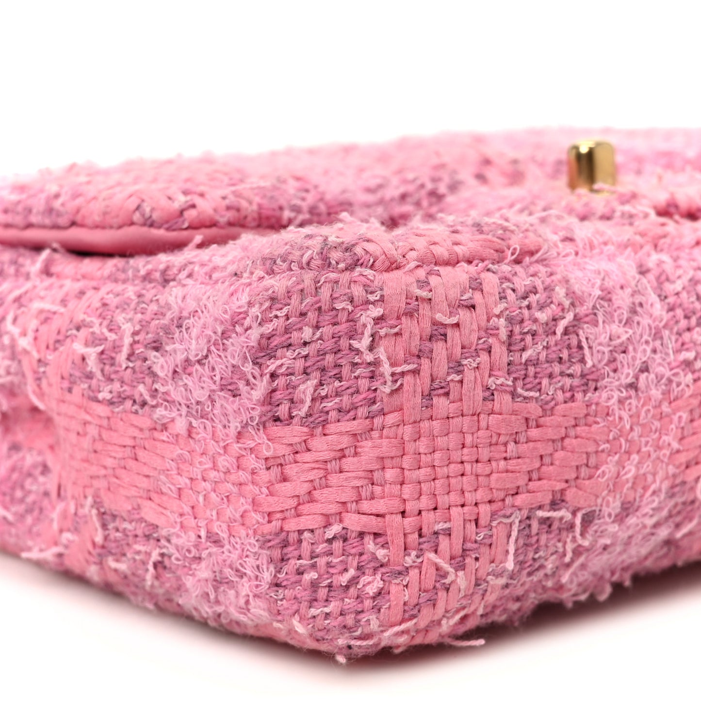 Tweed Quilted Pearl Twist Mini Square Flap Pink Dark Pink