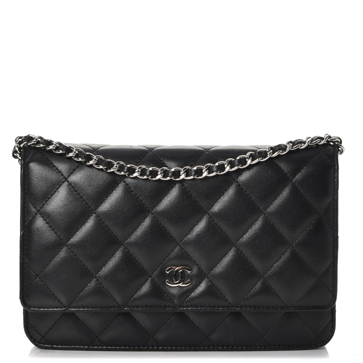 Chanel Lambskin Quilted Wallet On Chain WOC Black 1 of 12