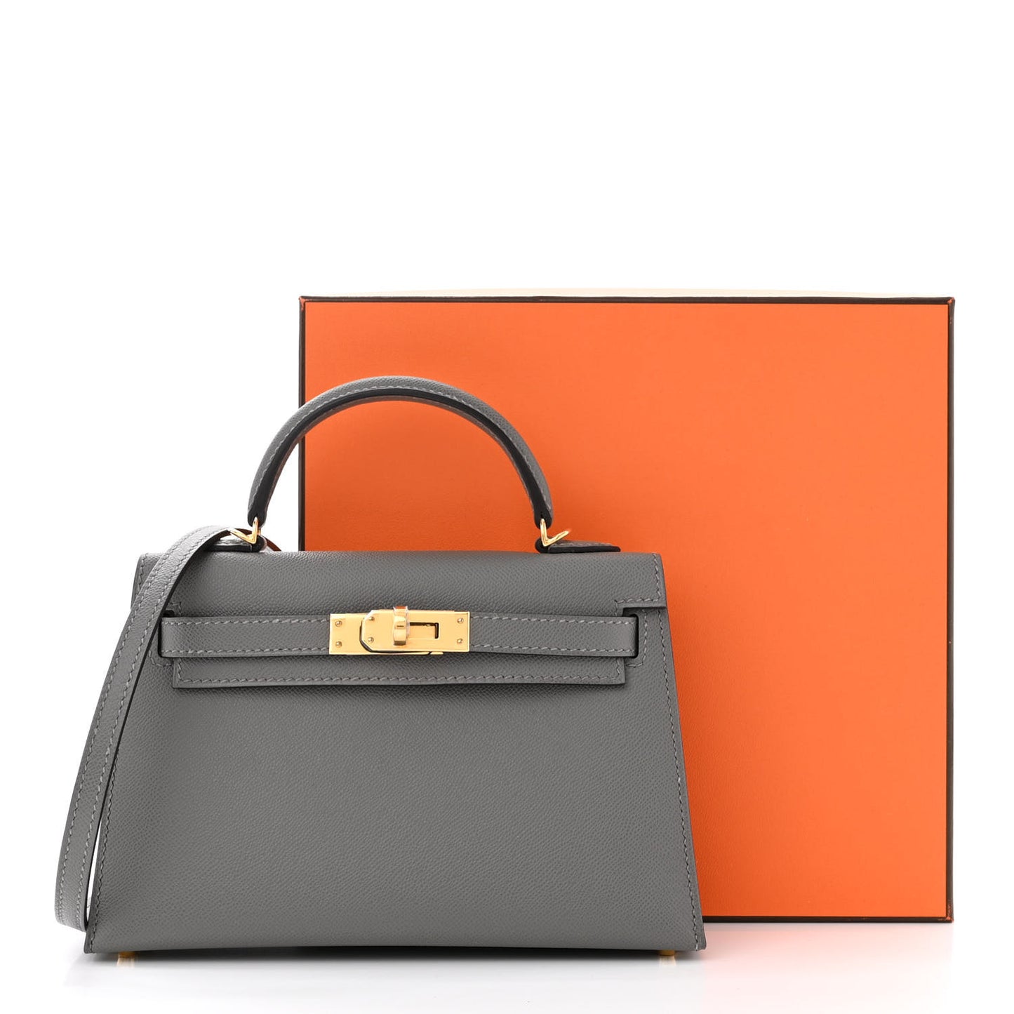 Madame Calfskin Mini Kelly Sellier 20 Gris Meyer