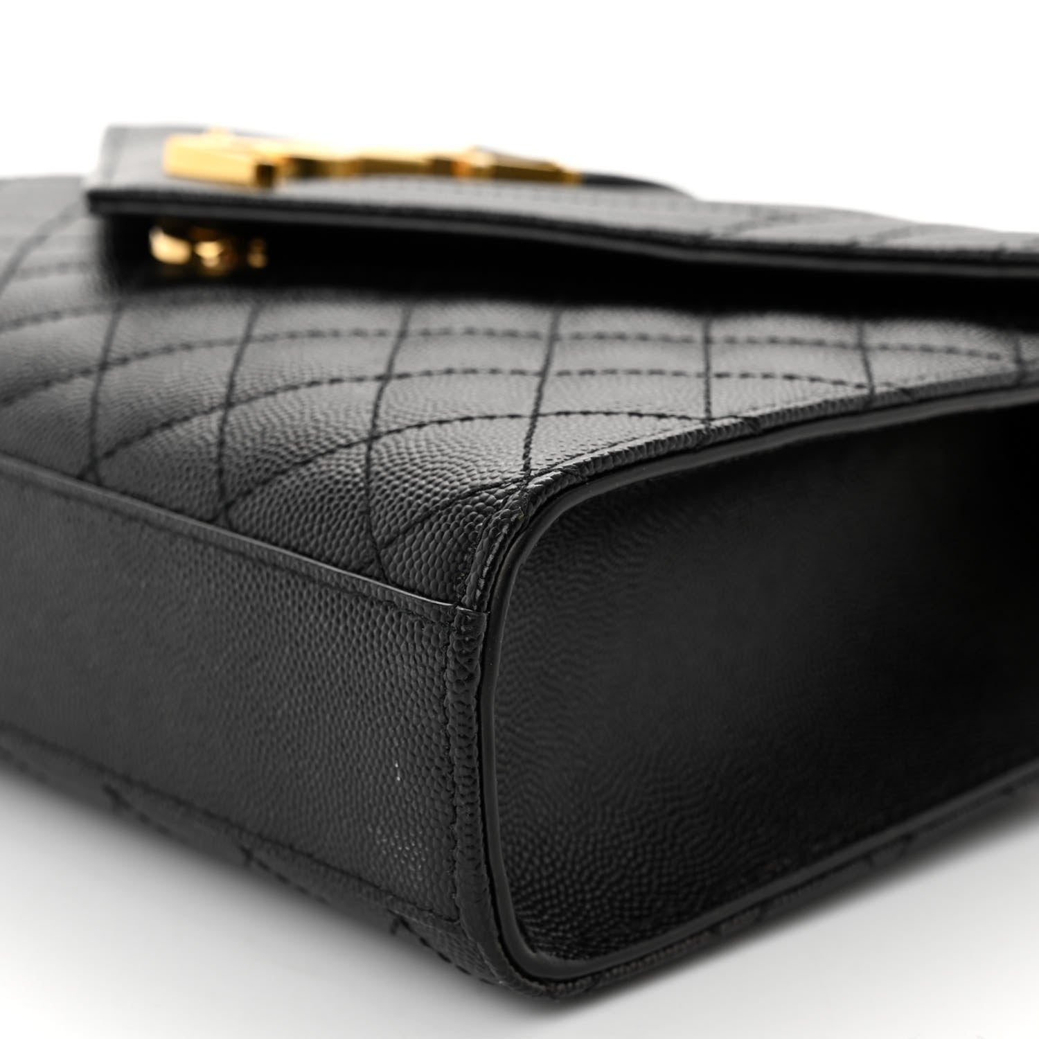 Saint Laurent Grain De Poudre Textured Mixed Matelasse Triquilt Medium Monogram Satchel Black 9 of 9