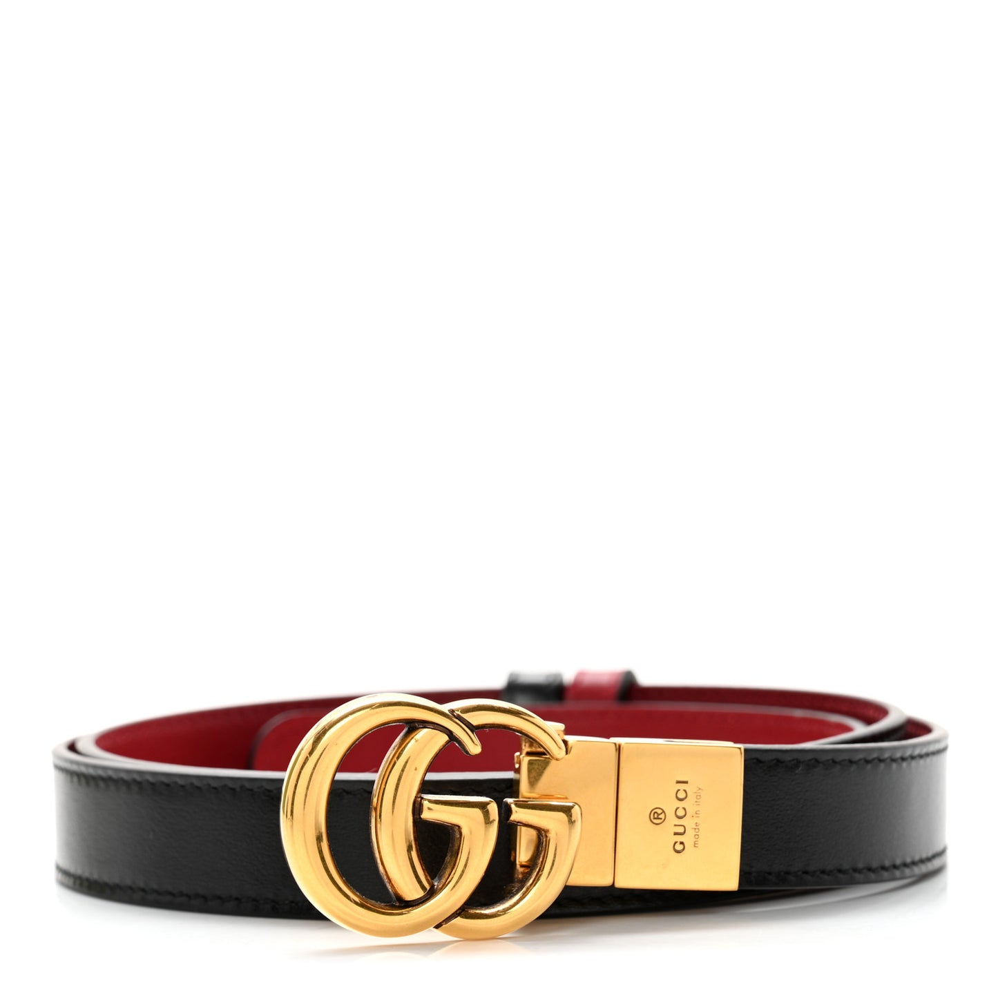 Plutone Calfskin Double G Reversible 20mm Belt 95 38 Black Red