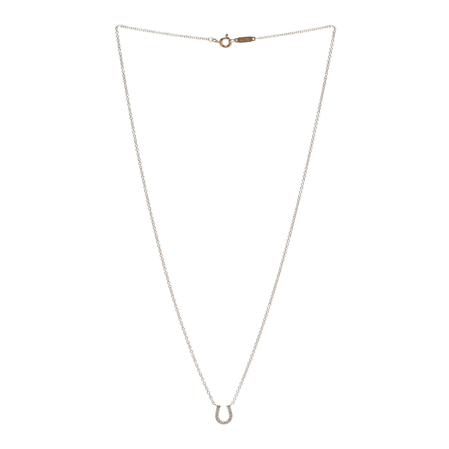 18K Rose Gold Diamond Mini Metro Horseshoe Pendant Necklace