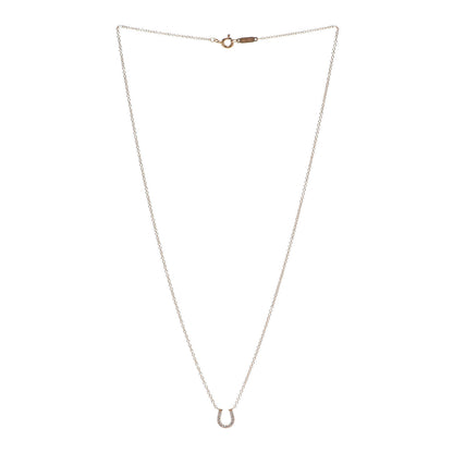 Tiffany 18K Rose Gold Diamond Mini Metro Horseshoe Pendant Necklace 3 of 5
