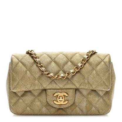 Chanel Metallic Caviar Quilted Mini Rectangular Flap Gold 1 of 10