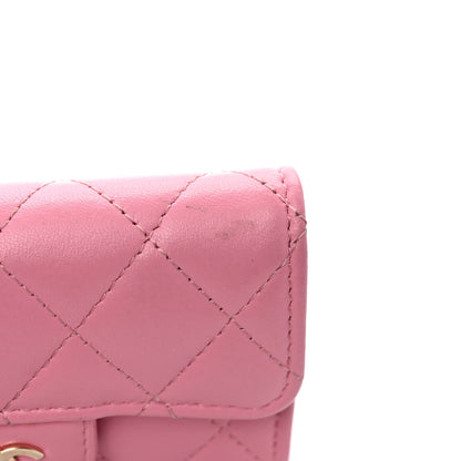 Chanel Lambskin Quilted Flap Card Holder Wallet Pink 10 of 11