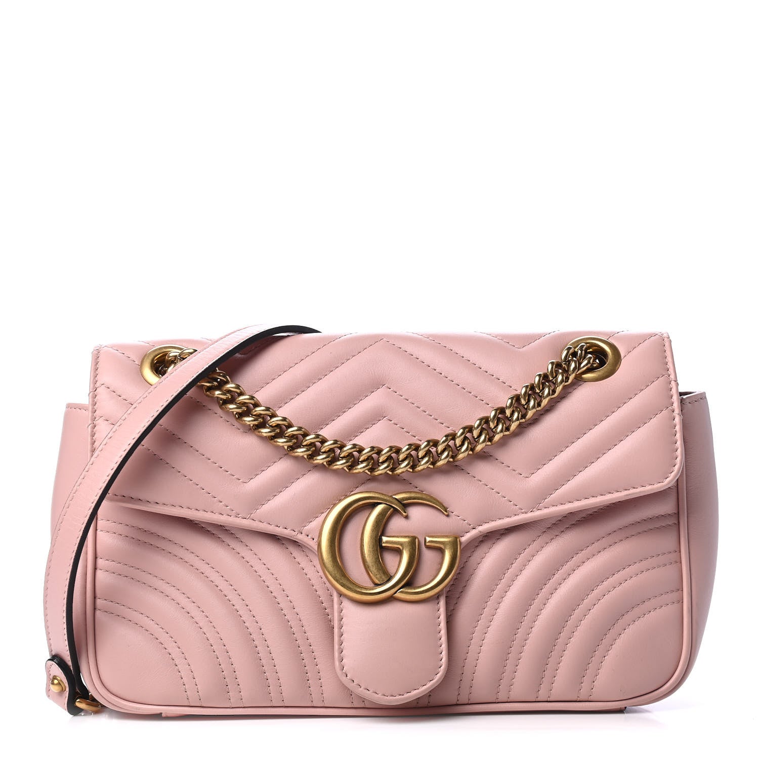 Gucci Calfskin Matelasse Small GG Marmont Shoulder Bag Perfect Pink 1 of 4