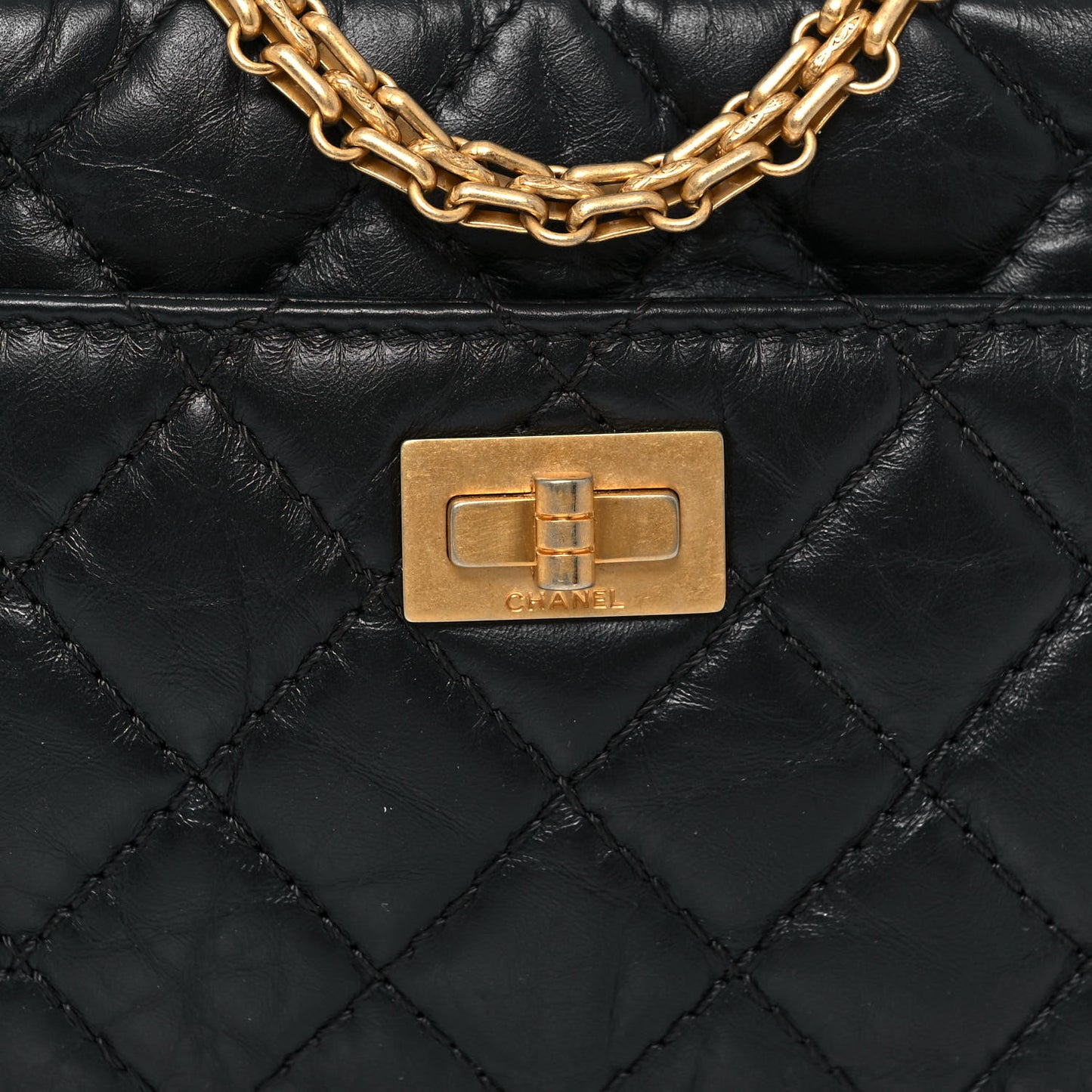 Aged Calfskin Quilted Mini Reissue Camera Case Black