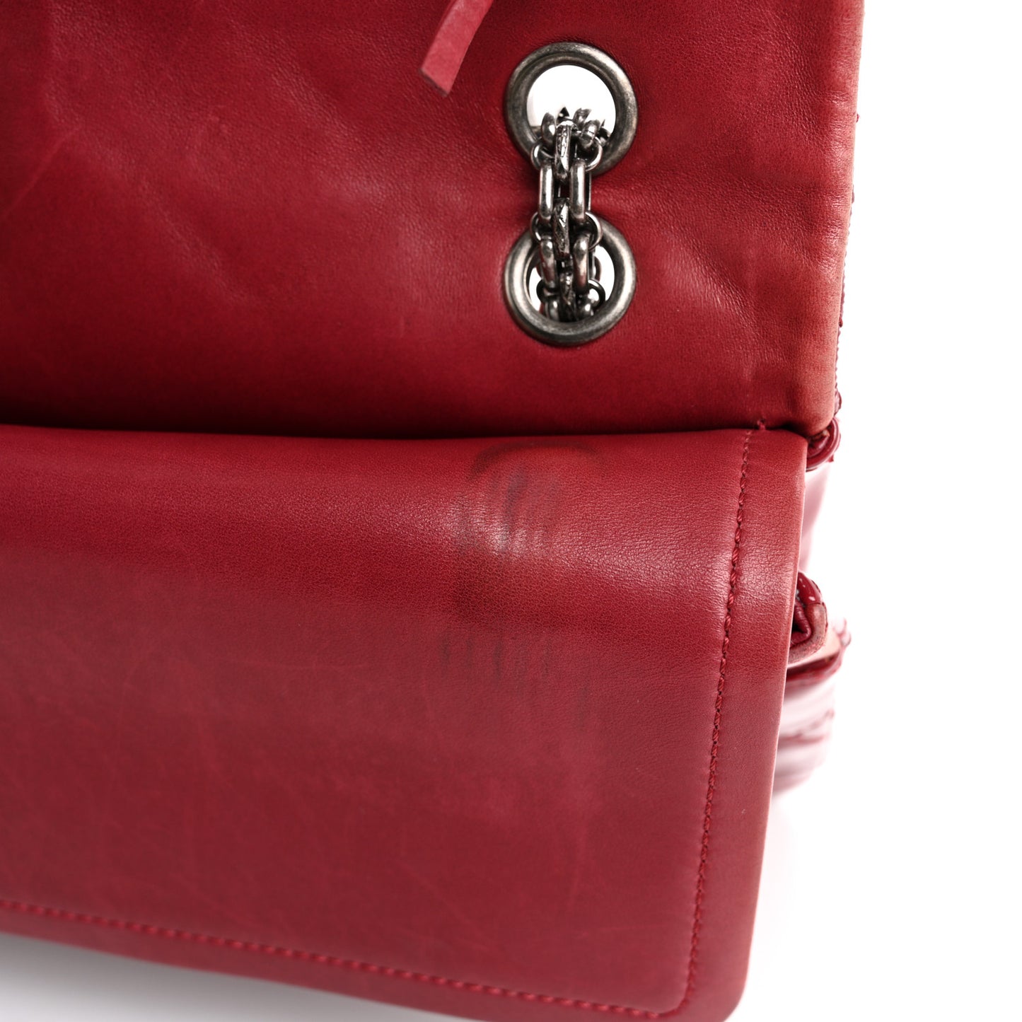Distressed Patent Quilted 2.55 Reissue 227 Flap Raspberry Red