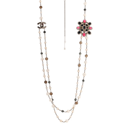Chanel Gripoix Crystal Pearl Medallion Necklace Multicolor Gold 1 of 6