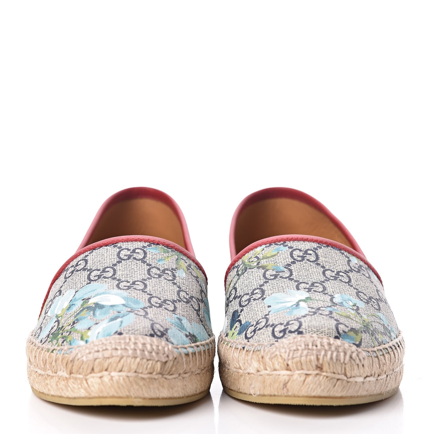 Gucci GG Supreme Monogram Blooms Espadrilles 38.5 Beige Blue Navy Hibiscus Red 2 of 10