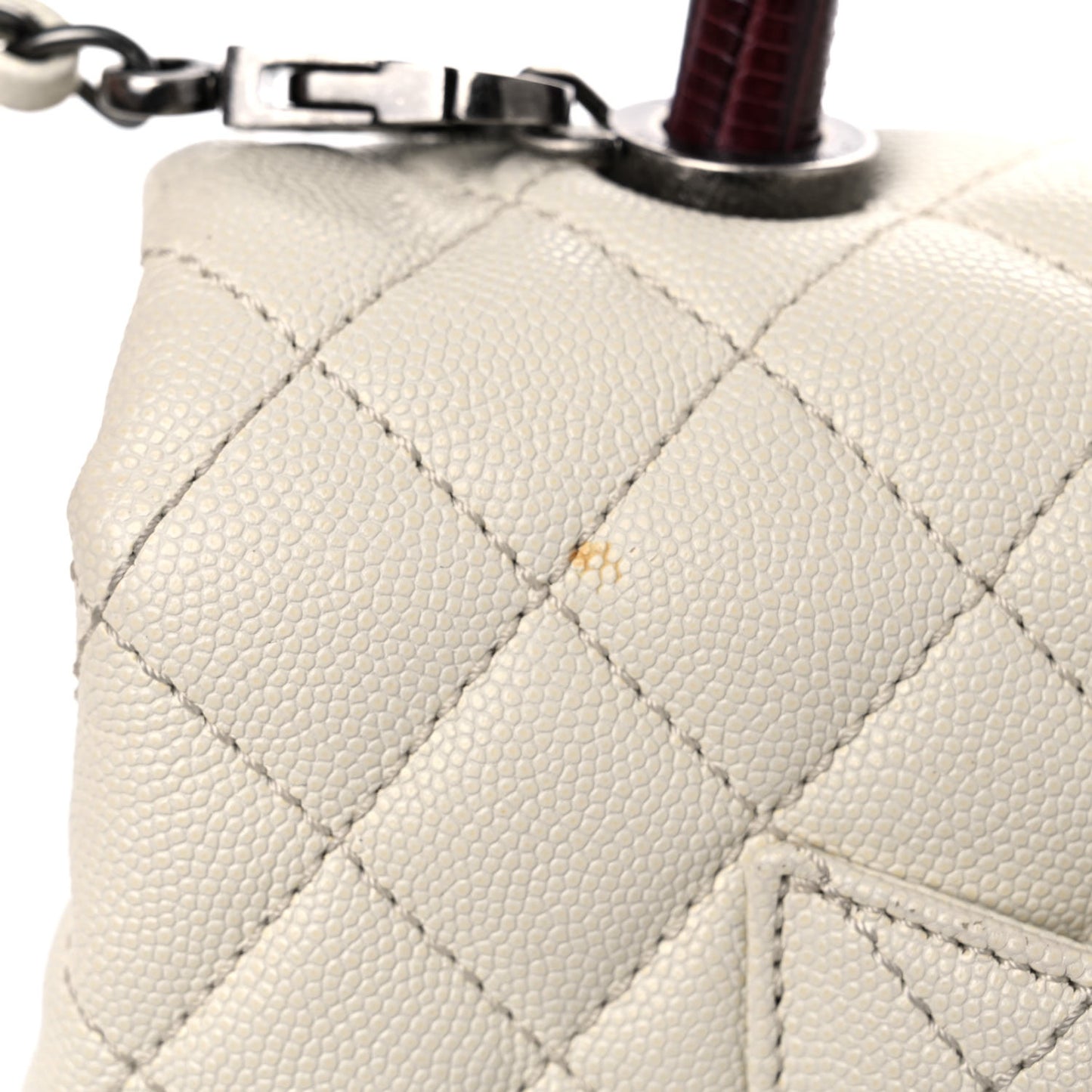 Caviar Lizard Quilted Small Coco Handle Flap Ivory