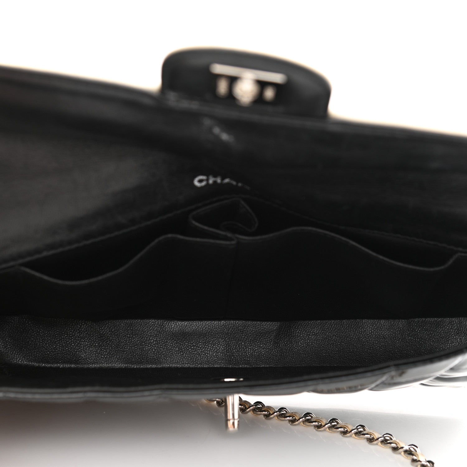 Chanel Patent Lambskin East West Chocolate Bar Flap Black White 5 of 12