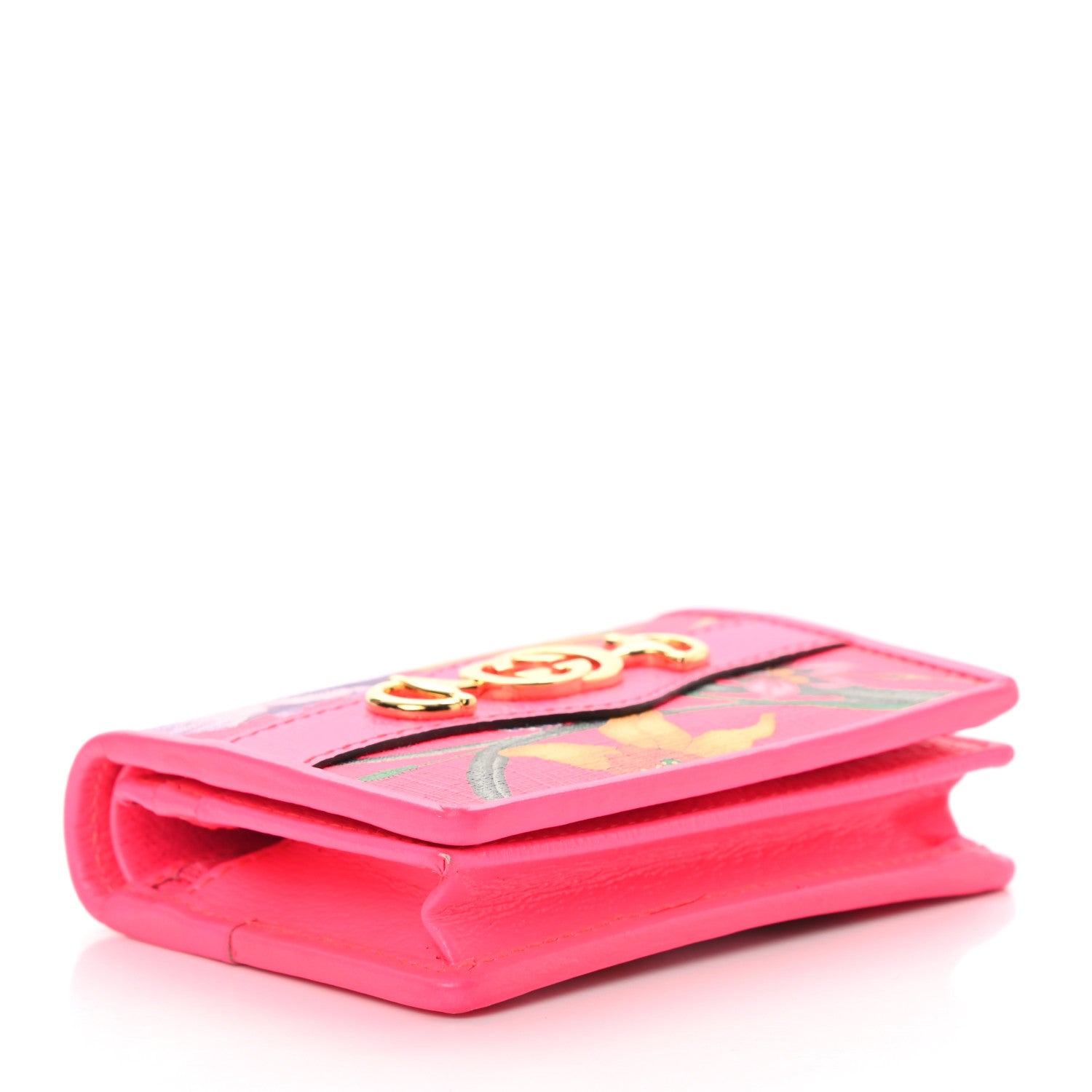 Gucci Calfskin Flora Print Zumi Card Case Fuxia Fluo 4 of 12