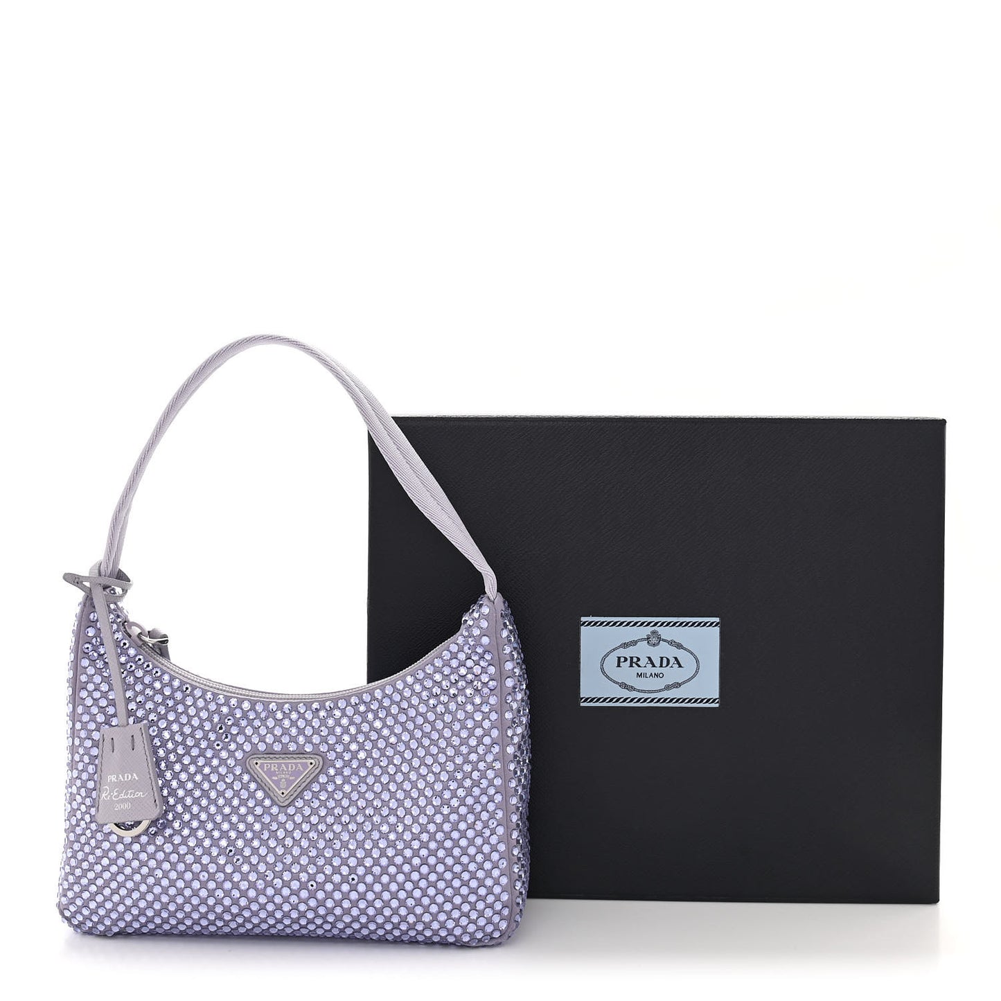 Satin Crystal Mini Re-Edition 2000 Bag Glicine