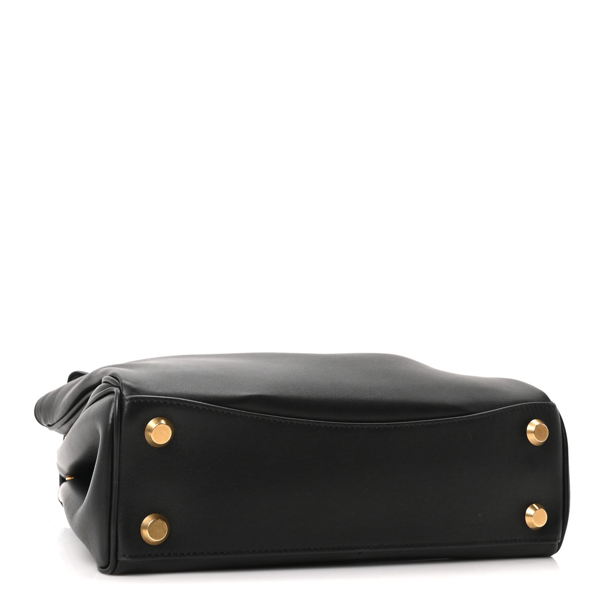 Natural Smooth Calfskin Small Rodeo Top Handle Handbag Black