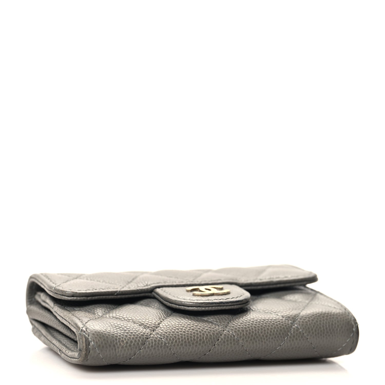 Chanel Caviar Quilted Flap Card Holder Wallet Dark Grey 4 of 10
