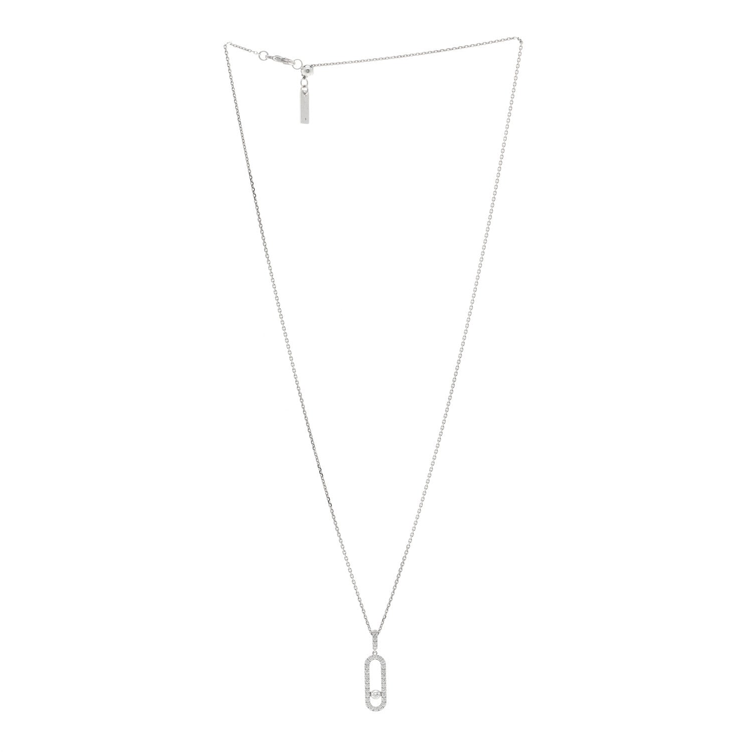 Messika 18K White Gold Diamond LM Move Uno Pave Pendant Necklace 3 of 4