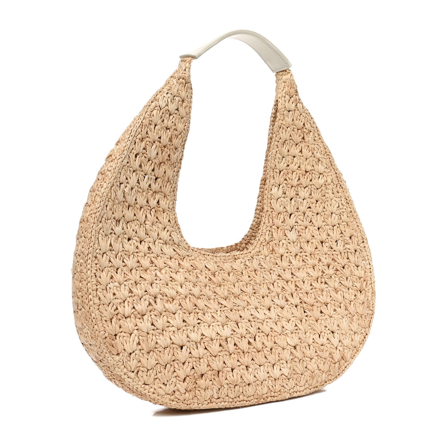 Celine Raffia Calfskin Triomphe Panier Hobo Bag Natural White 3 of 10