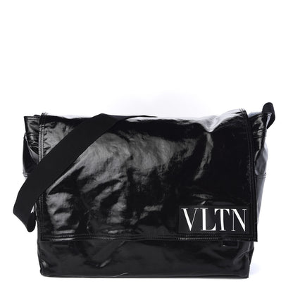 Valentino Garavani Shiny Canvas VLTN Large Messenger Bag Black 1 of 10