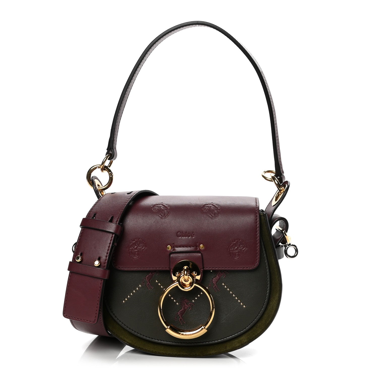 Chloe Calfskin Little Horses Embroidered Baroque Small Tess Bag Deep Forest 1 of 7