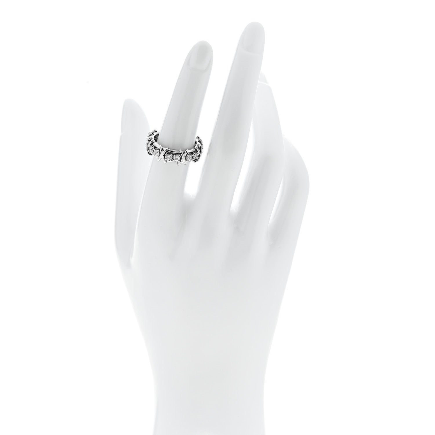 Tiffany Platinum Diamond Schlumberger Sixteen Stone Ring 53 6.5 2 of 5