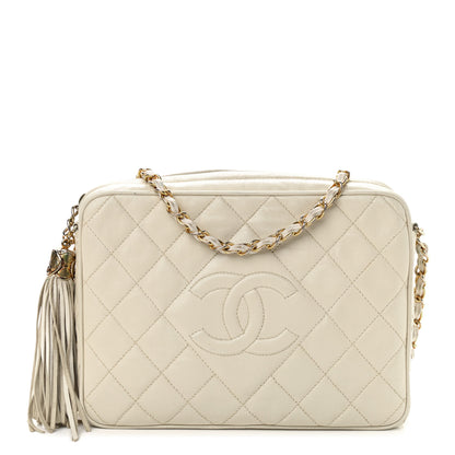 Chanel Lambskin Quilted Tassel Camera Case White 1 of 17