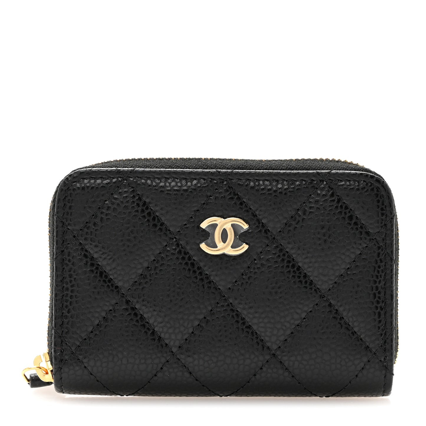 Caviar Quilted Zip Coin Purse Black