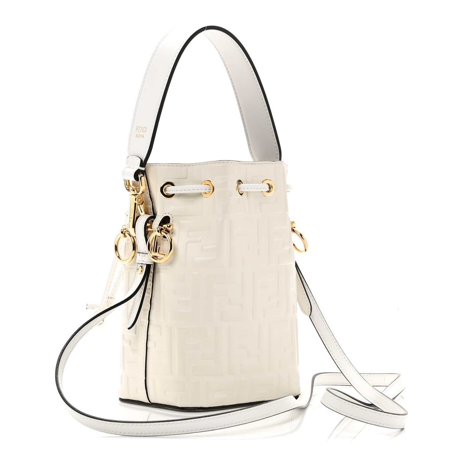 Fendi Vitello Liberty F Embossed Mini Mon Tresor Bucket Bag White 3 of 10