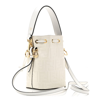 Fendi Vitello Liberty F Embossed Mini Mon Tresor Bucket Bag White 3 of 10