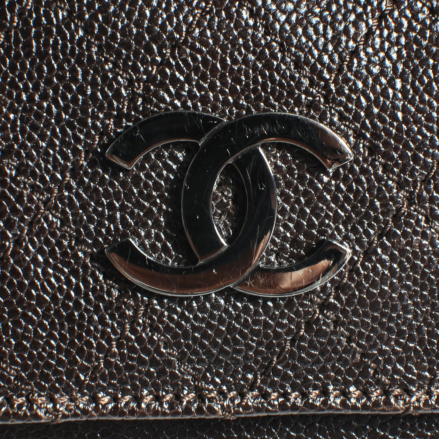 Glazed Caviar Pocket In The City Shoulder Bag Brown