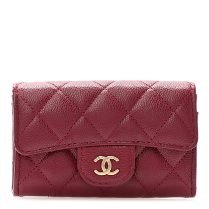 Chanel Caviar Quilted Flap Card Holder Wallet Burgundy 1 of 10