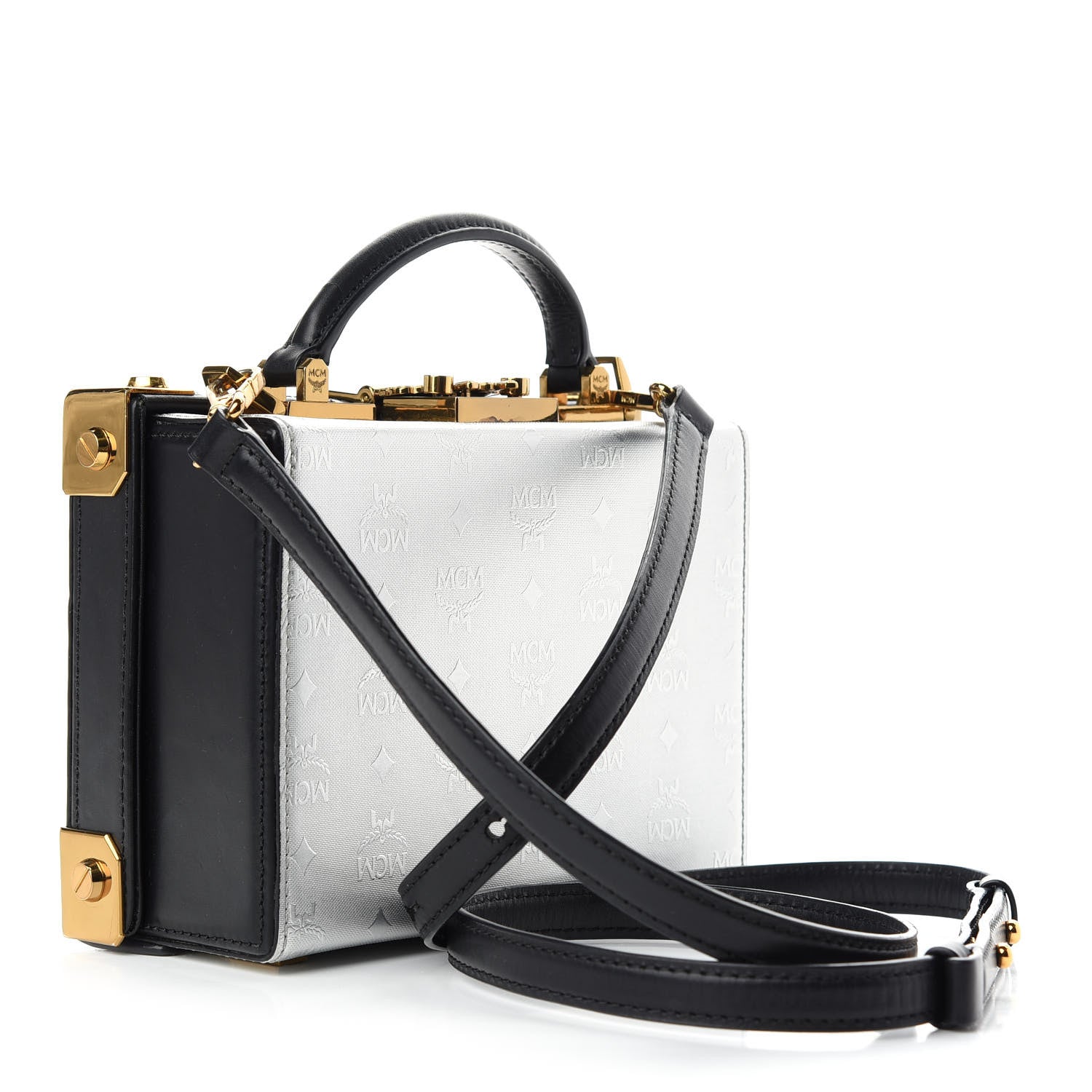 MCM Odeon Calfskin Small Berlin Crossbody Steel Gray 3 of 9